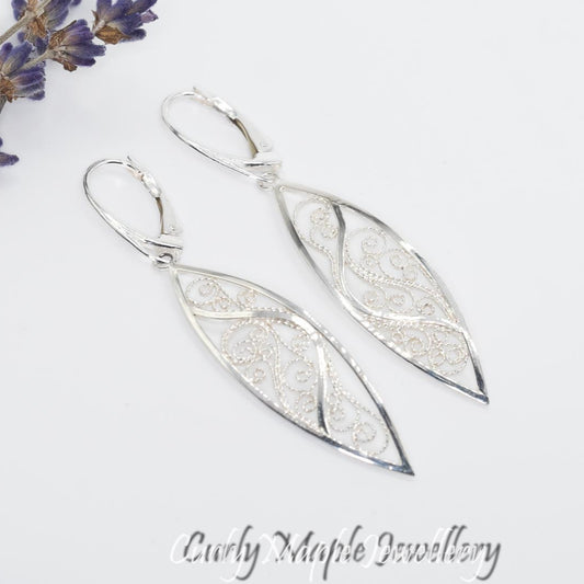 Long  Filigree Wave Dangle Earrings