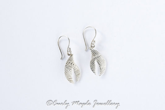 Silver Split Petal Dangle Earrings