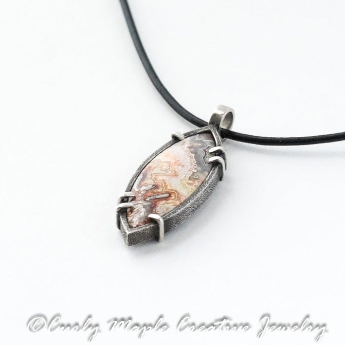 Marquise Agate Silver Pendant