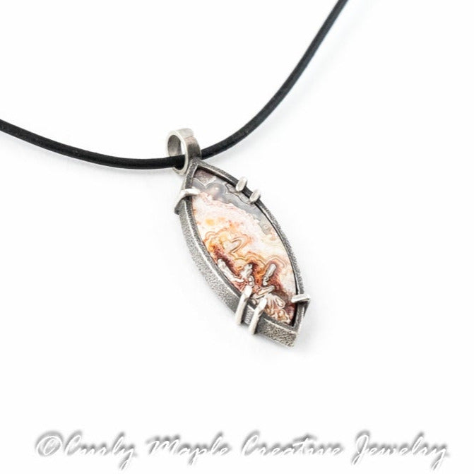 Marquise Agate Silver Pendant