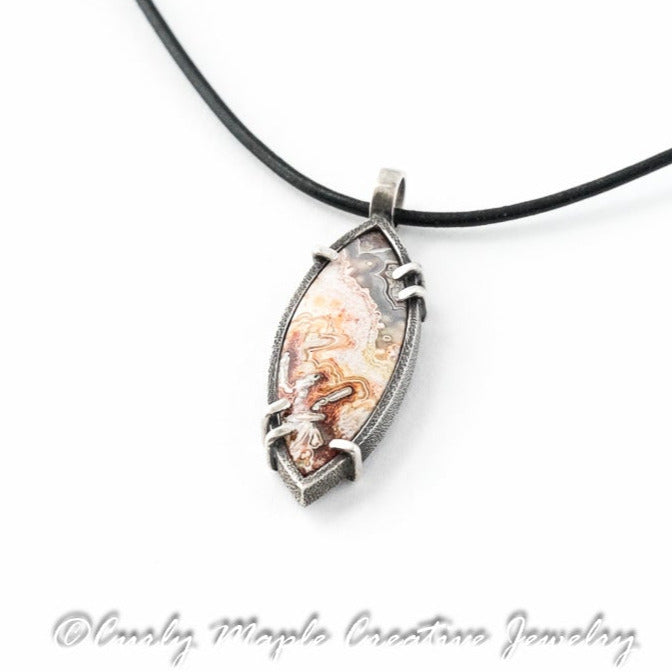 Marquise Agate Silver Pendant