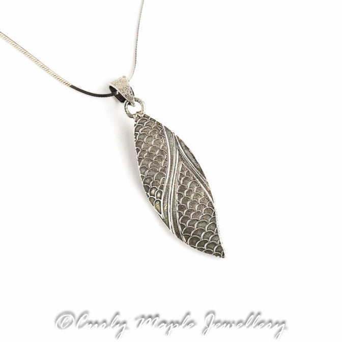 Pearl Bojagi Silver Leaf Pendant - the back