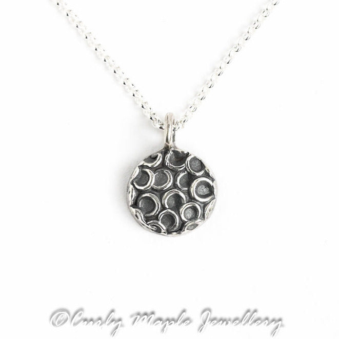 Mini Craters Textured Silver Charm