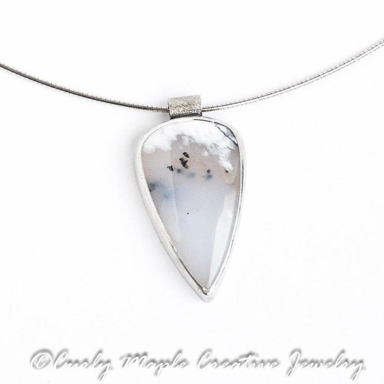 Textured Silver Dendritic Opal Necklace