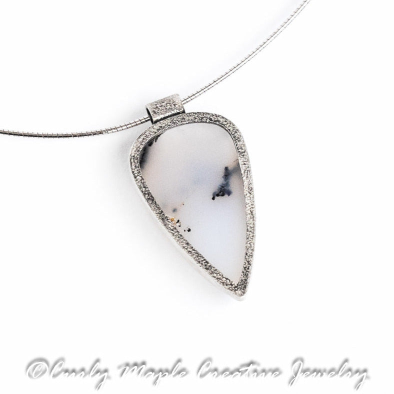 Textured Silver Dendritic Opal Necklace