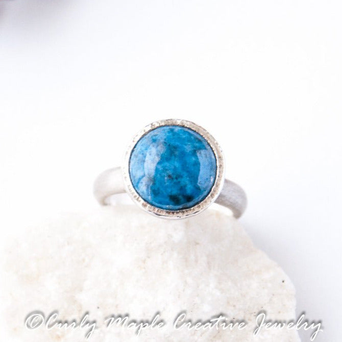 Lapis Silver Statement Ring top view