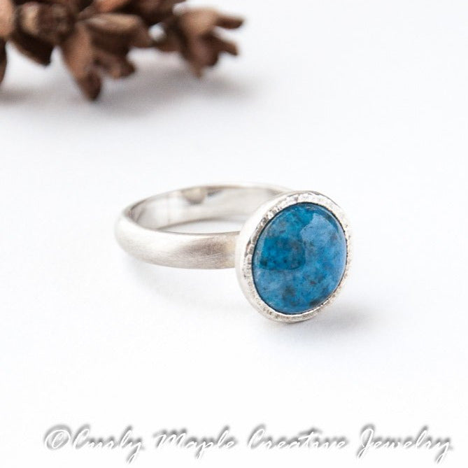 Lapis Silver Statement Ring  side view