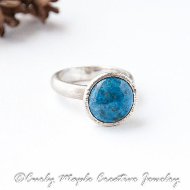 Lapis Silver Statement Ring  front view