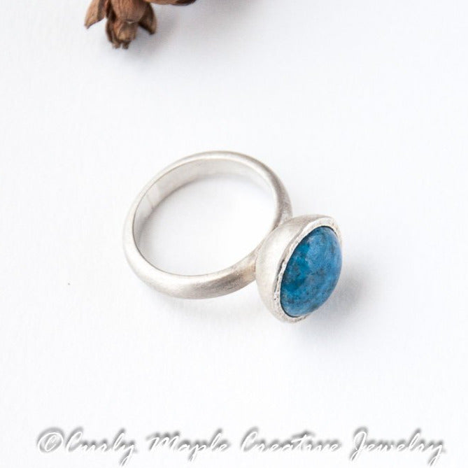 Lapis Silver Statement Ring top view