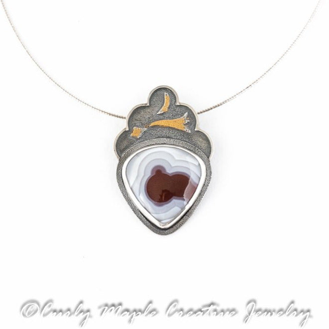 Kokoshnik Agate Silver Necklace