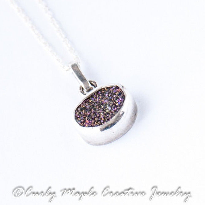 Stardust Druzy Minimalist Silver Necklace