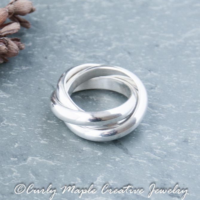 Chunky Trinity Silver Ring, Made to Order