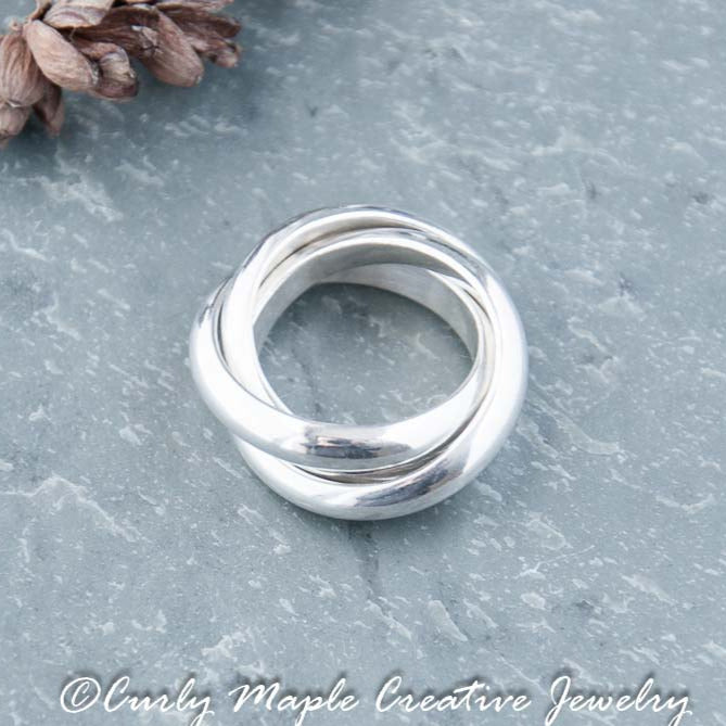 Chunky Interlocking Sterling Silver Ring top view