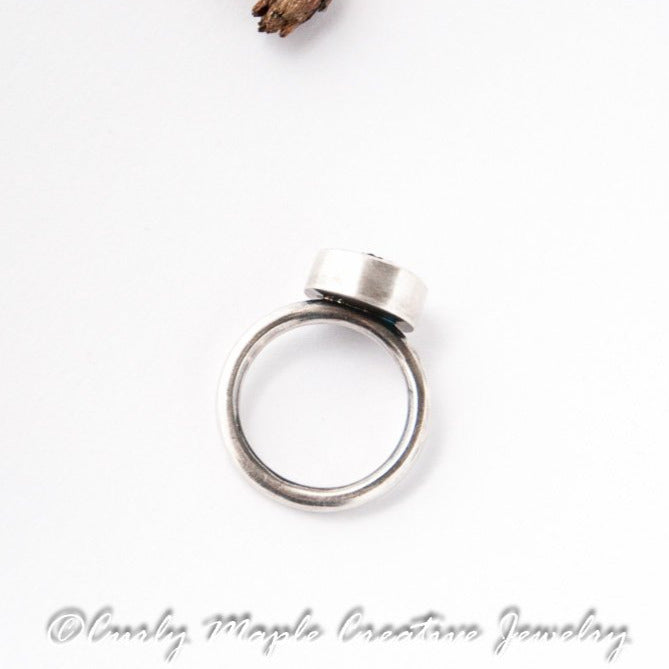 Minimalist Druzy Silver Ring back side visible