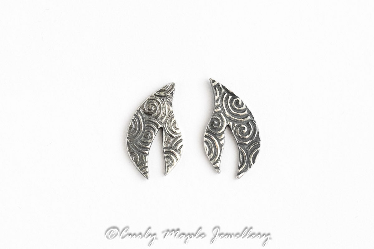 Ripple Textured Silver Earrings